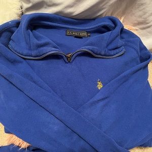 Mens Polo quarter zip collared sweatshirt